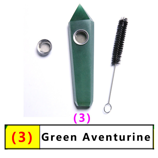 Assorted Color Natural Crystal Rough Polished  Six-Sided Single-Pointed Smoking Pipes