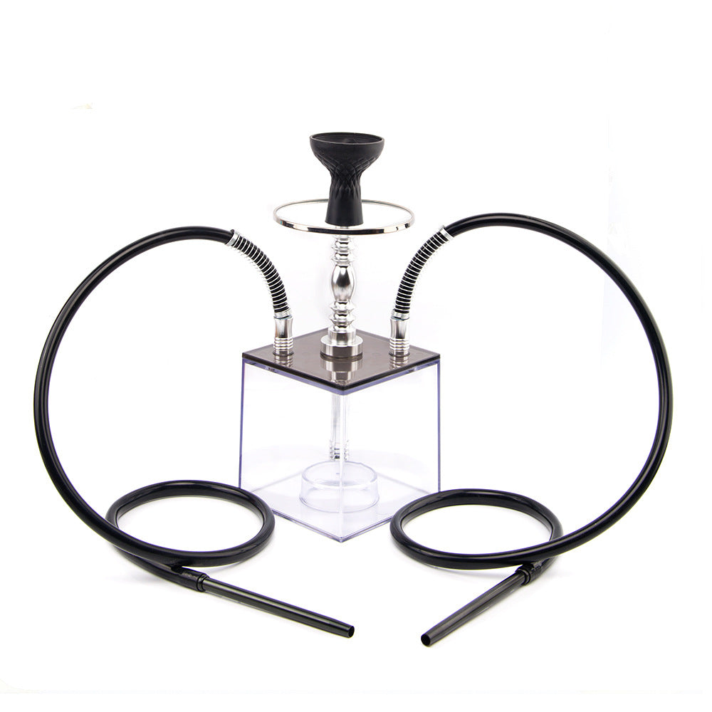 Ice Cube Acrylic Double Pipe Hookah Set