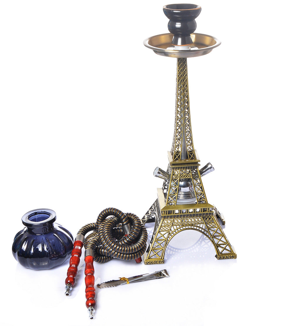 Eiffel Tower Arabian Double Pipe Hookah Set