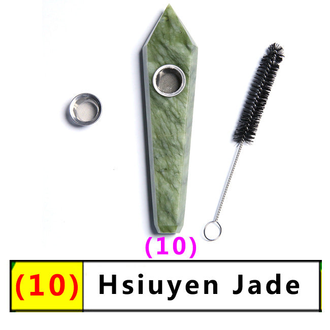 Assorted Color Natural Crystal Rough Polished  Six-Sided Single-Pointed Smoking Pipes