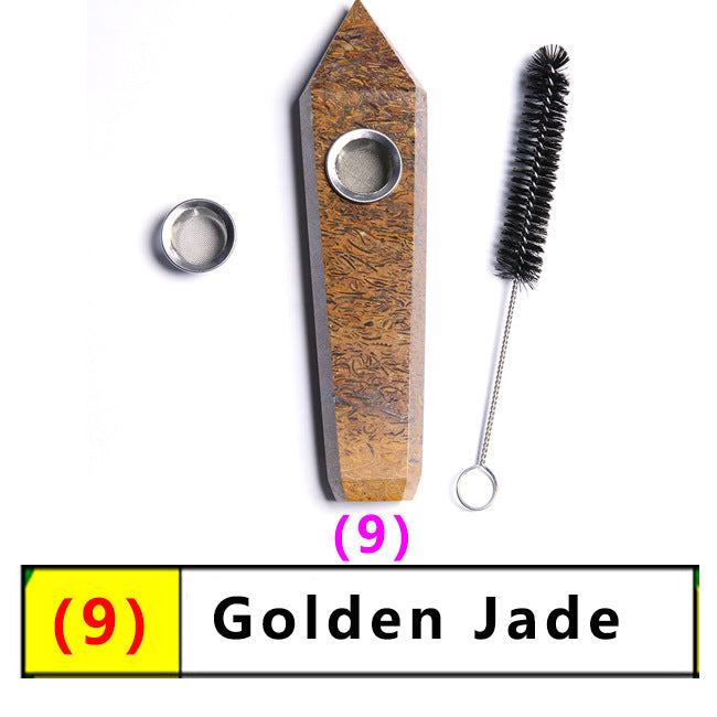 Assorted Color Natural Crystal Rough Polished  Six-Sided Single-Pointed Smoking Pipes