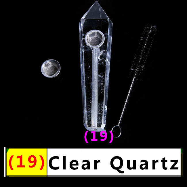 Assorted Color Natural Crystal Rough Polished  Six-Sided Single-Pointed Smoking Pipes