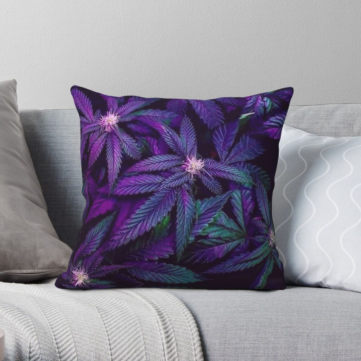 Purple Haze Leaf Square Pillowcase