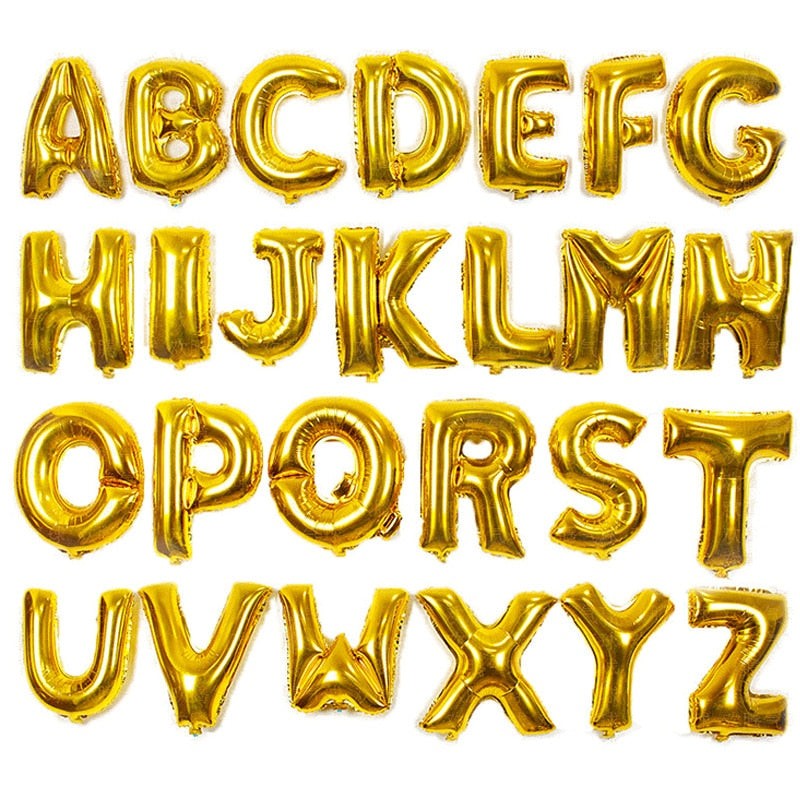 Assorted Color 16 inch Letter A to Z Alphabet Foil Balloons