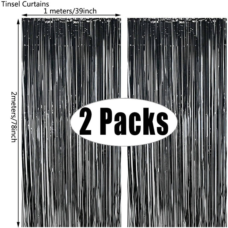 Assorted Color 2Pack Metallic Foil Fringe Tinsel Party Backdrop/Curtains
