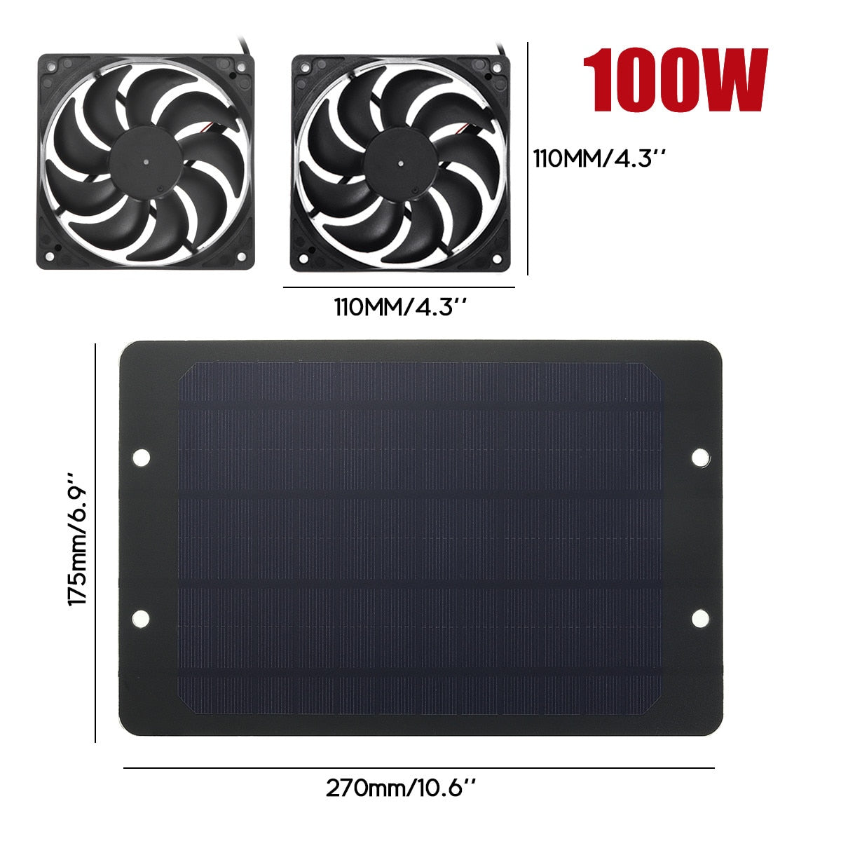 100W/50W 12V Greenhouse Solar Exhaust Fan