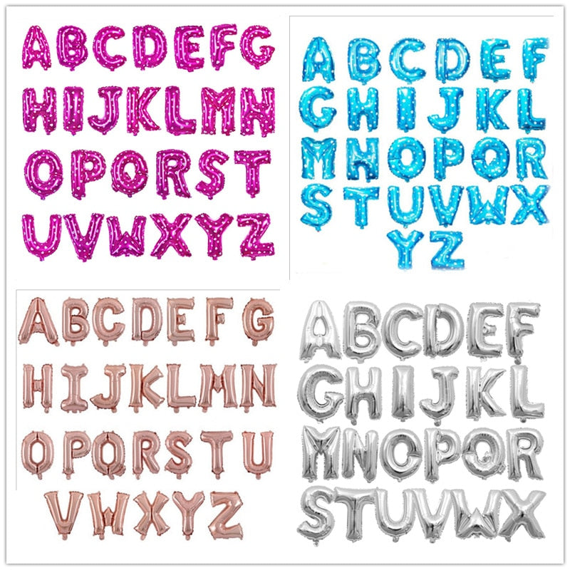 Assorted Color 16 inch Letter A to Z Alphabet Foil Balloons