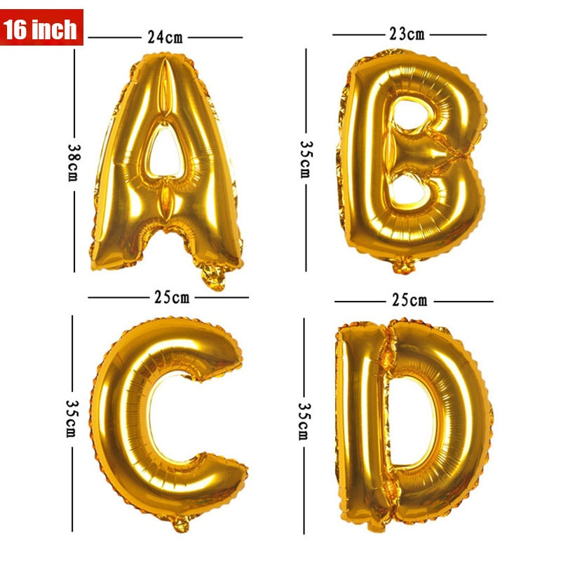 Assorted Color 16 inch Letter A to Z Alphabet Foil Balloons