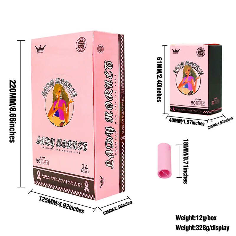 50Pcs/Box Pre Rolled Natural Unrefined Disposable Filters