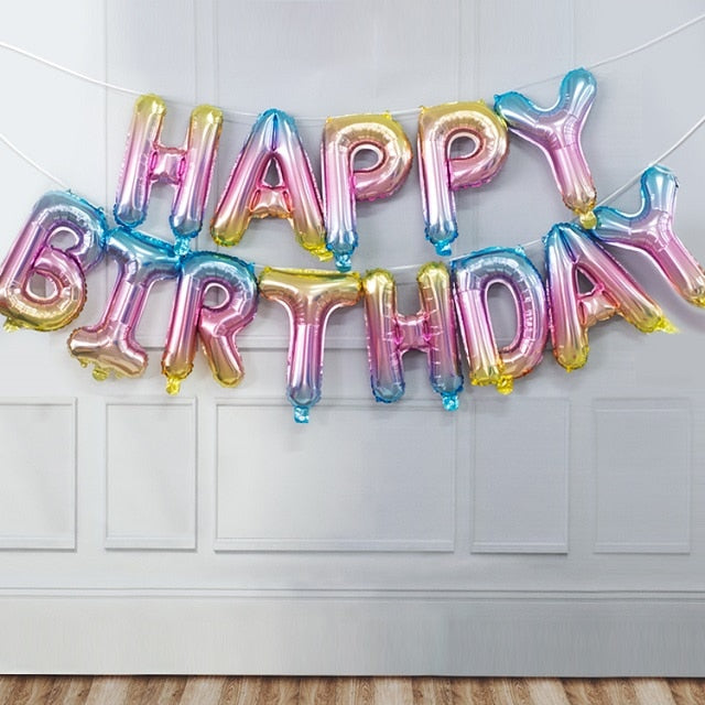 Assorted Color 13pc Gold Foil Letter Happy Birthday Balloon Sets