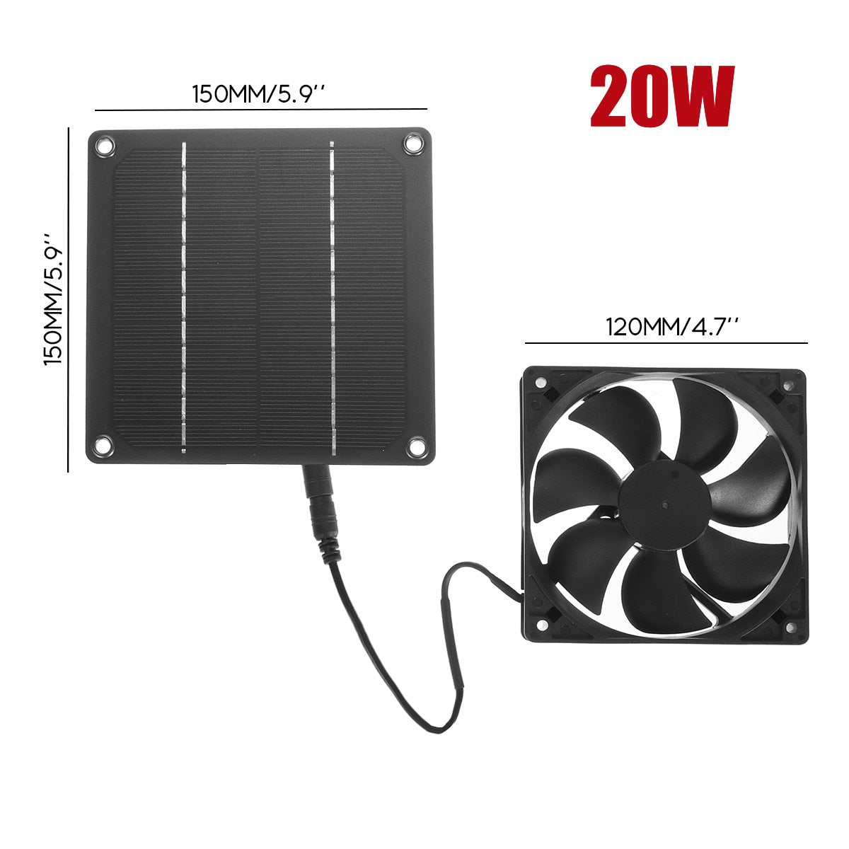 100W/50W 12V Greenhouse Solar Exhaust Fan