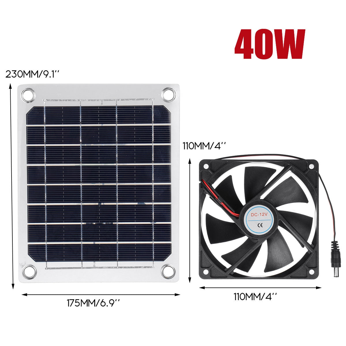 100W/50W 12V Greenhouse Solar Exhaust Fan
