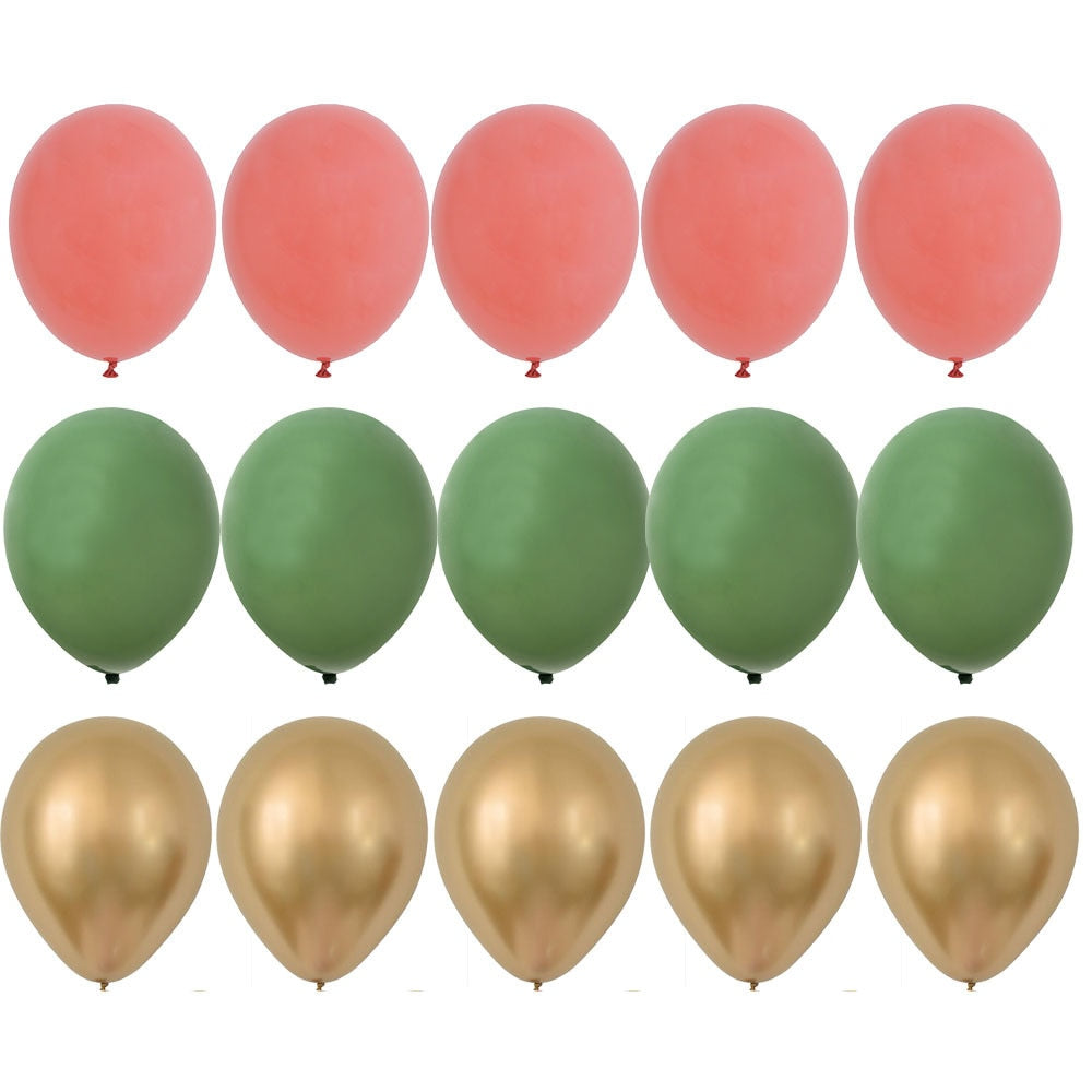 15/20PCS 10inch Green White Gold Balloons