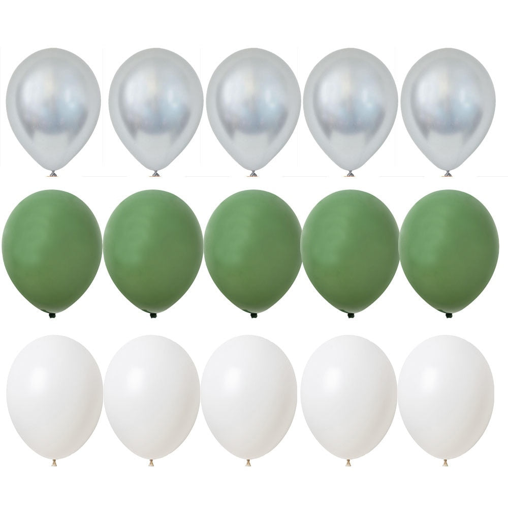 15/20PCS 10inch Green White Gold Balloons