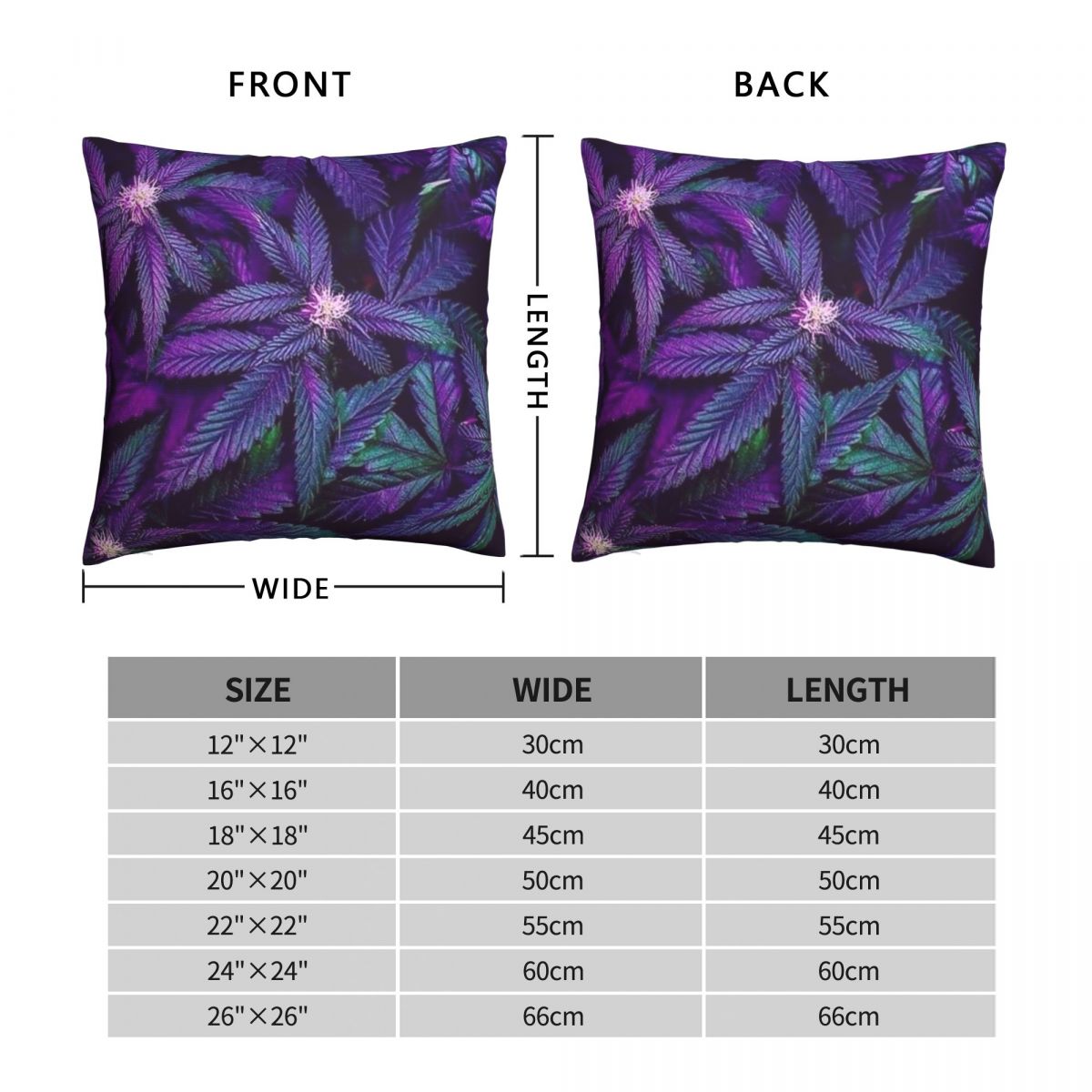 Purple Haze Leaf Square Pillowcase