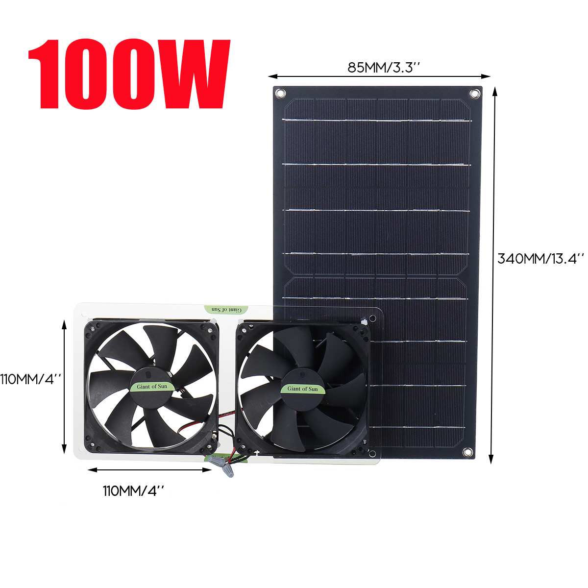 100W/50W 12V Greenhouse Solar Exhaust Fan