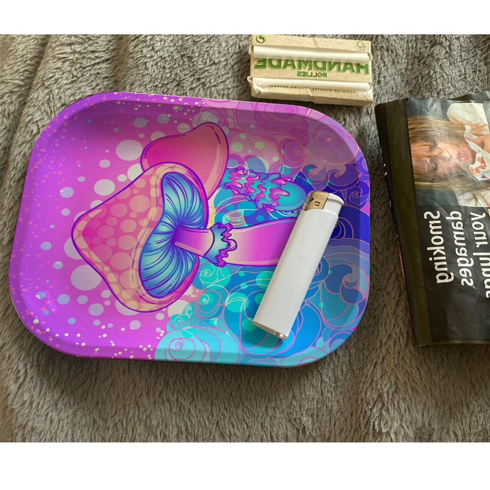 Pink Leaves 420 Rolling Paper Tray