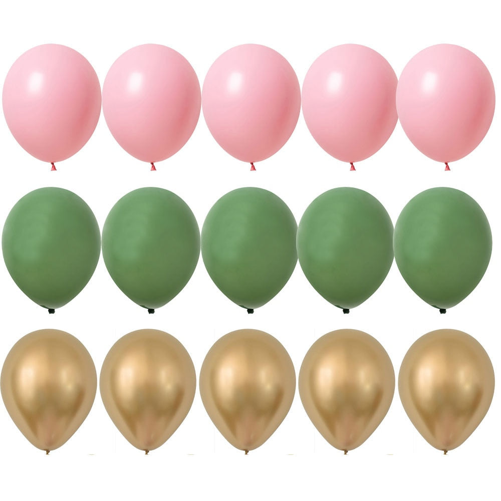 15/20PCS 10inch Green White Gold Balloons