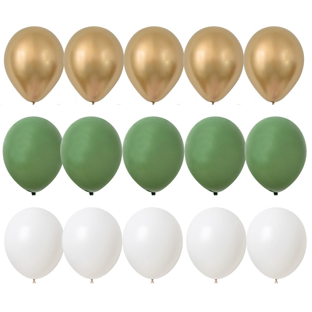 15/20PCS 10inch Green White Gold Balloons