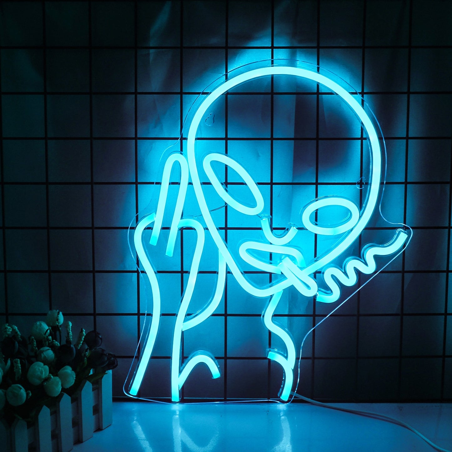 7 Color LED Neon Smoking Alien Wall Decor