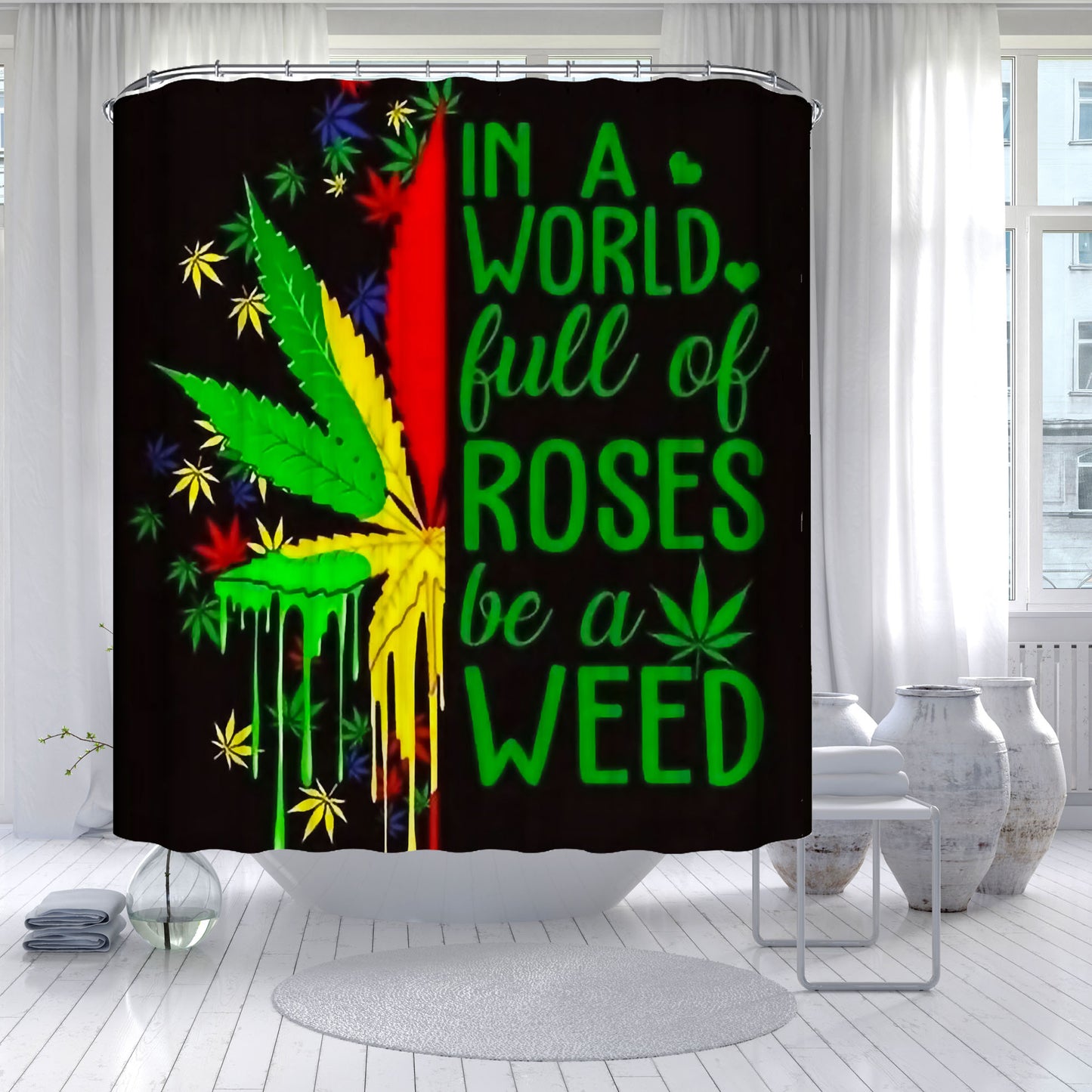 Assorted Marijuana Leaf Shower Curtains