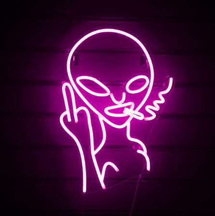 7 Color LED Neon Smoking Alien Wall Decor