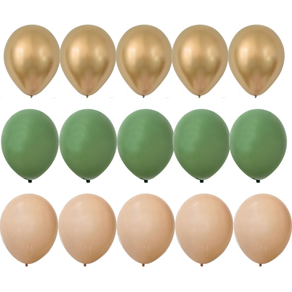 15/20PCS 10inch Green White Gold Balloons