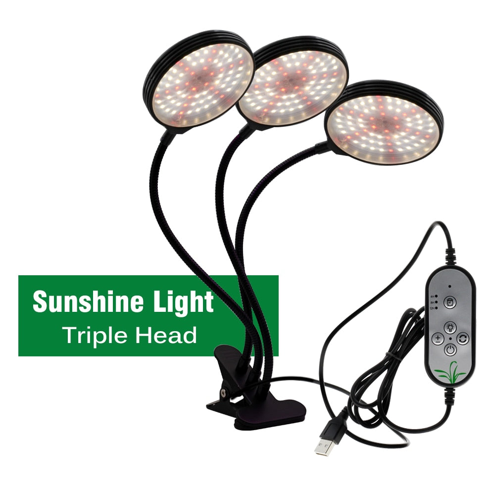 LED Grow Light USB Full Spectrum Plant Growing Lamp with 5-Level Dimmable Lamp
