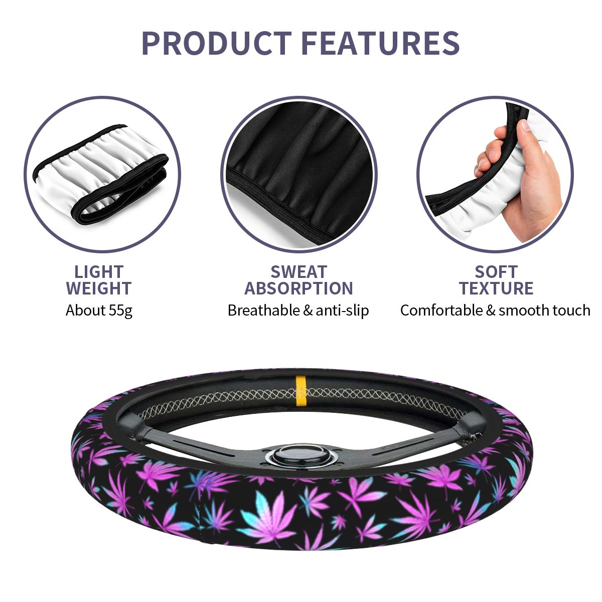 Cannabis Leaves Car Steering Wheel Cover
