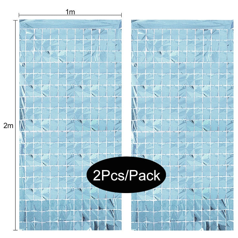 Assorted Color 2Pack Metallic Foil Fringe Tinsel Party Backdrop/Curtains