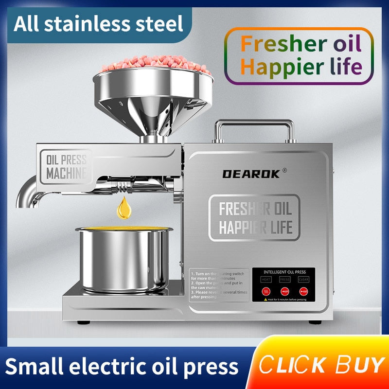 DEAROK-B03 Hydraulic Intelligent Stainless Steel 820W Oil Press Oil Extraction Machine