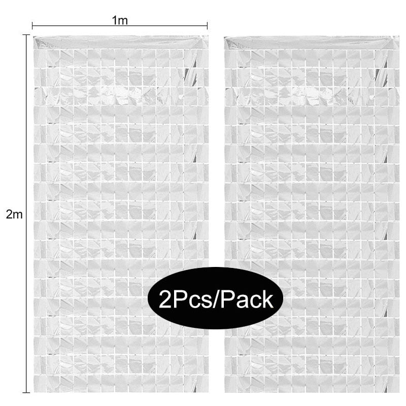 Assorted Color 2Pack Metallic Foil Fringe Tinsel Party Backdrop/Curtains