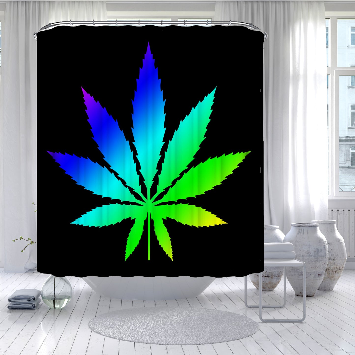Assorted Marijuana Leaf Shower Curtains