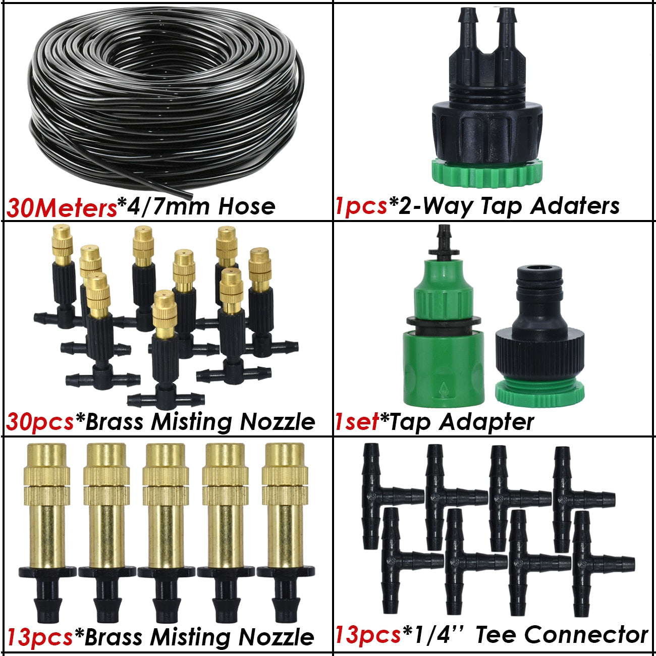 5M-30M 4/7mm Brass Tee Atomizer Nozzle Hose Garden Irrigation System