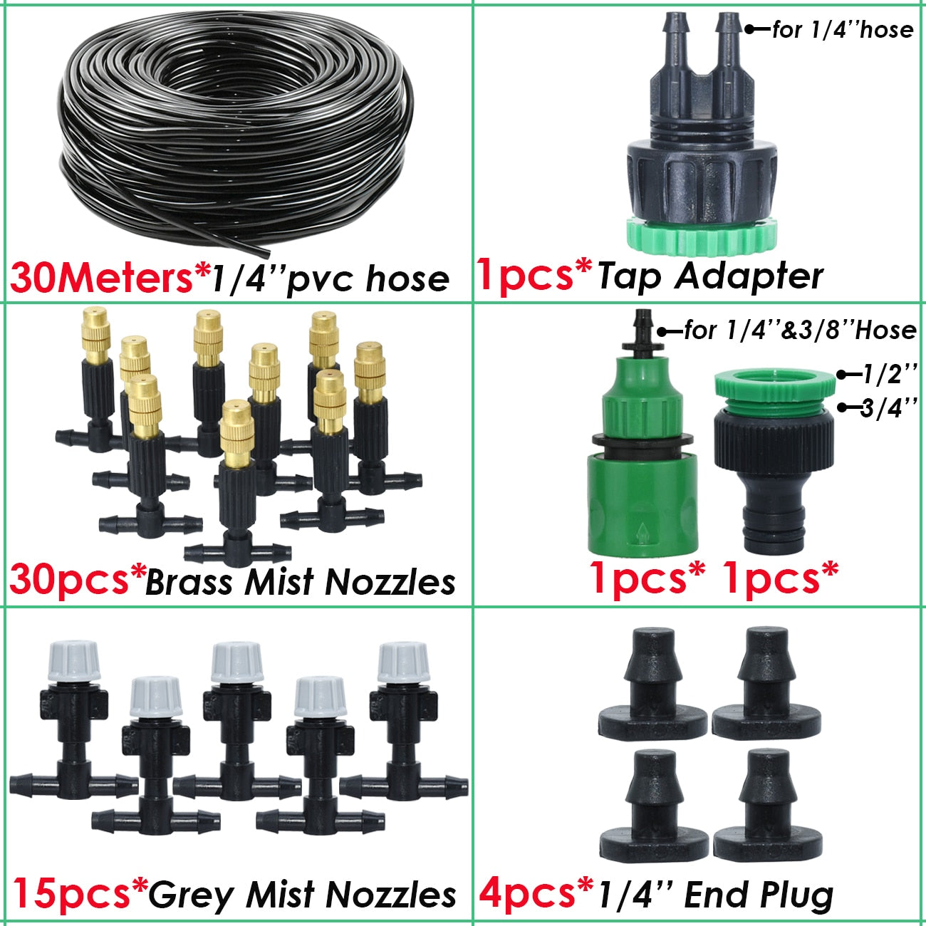 5M-30M 4/7mm Brass Tee Atomizer Nozzle Hose Garden Irrigation System