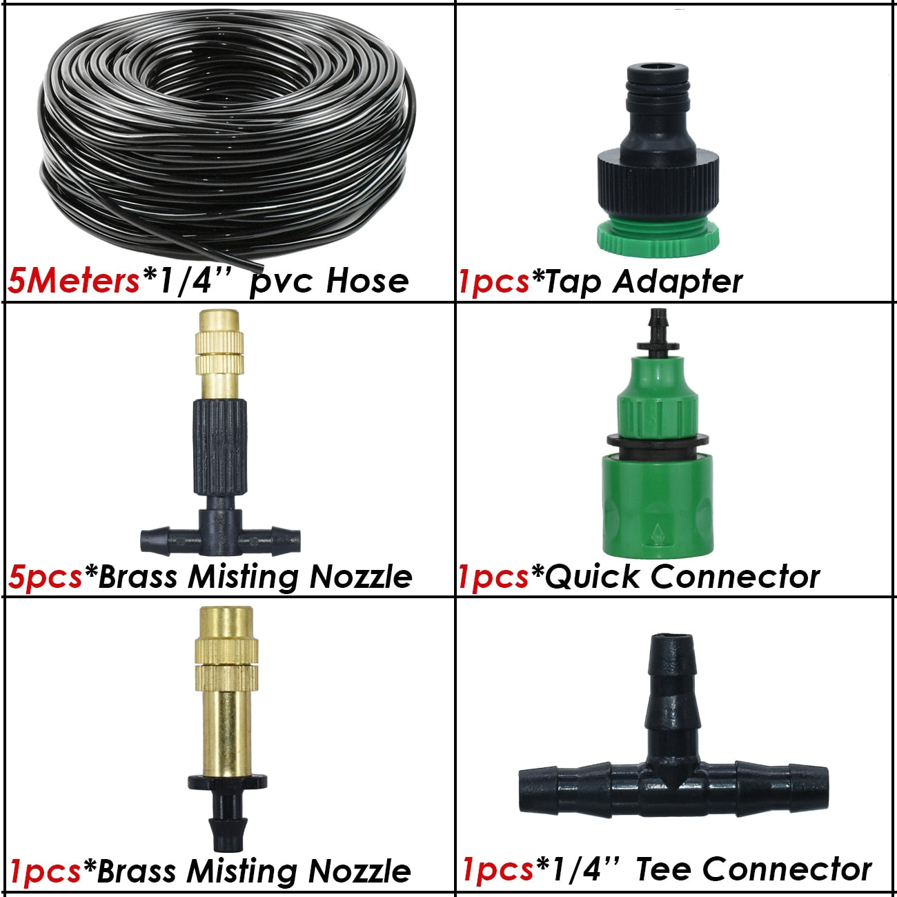 5M-30M 4/7mm Brass Tee Atomizer Nozzle Hose Garden Irrigation System