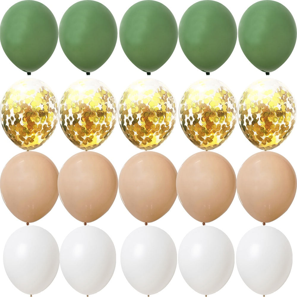15/20PCS 10inch Green White Gold Balloons