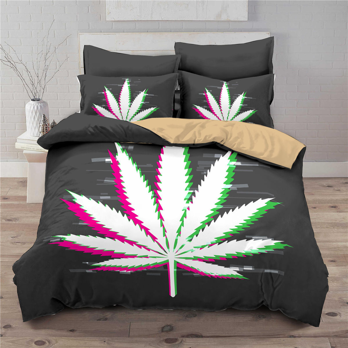 Assorted Vibrant Color Marijuana Leaf Duvet Cover Bedding Sets