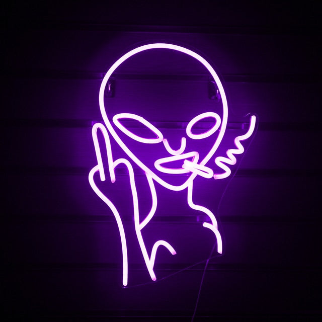 7 Color LED Neon Smoking Alien Wall Decor