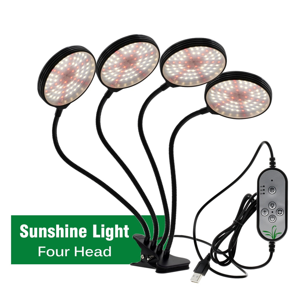 LED Grow Light USB Full Spectrum Plant Growing Lamp with 5-Level Dimmable Lamp