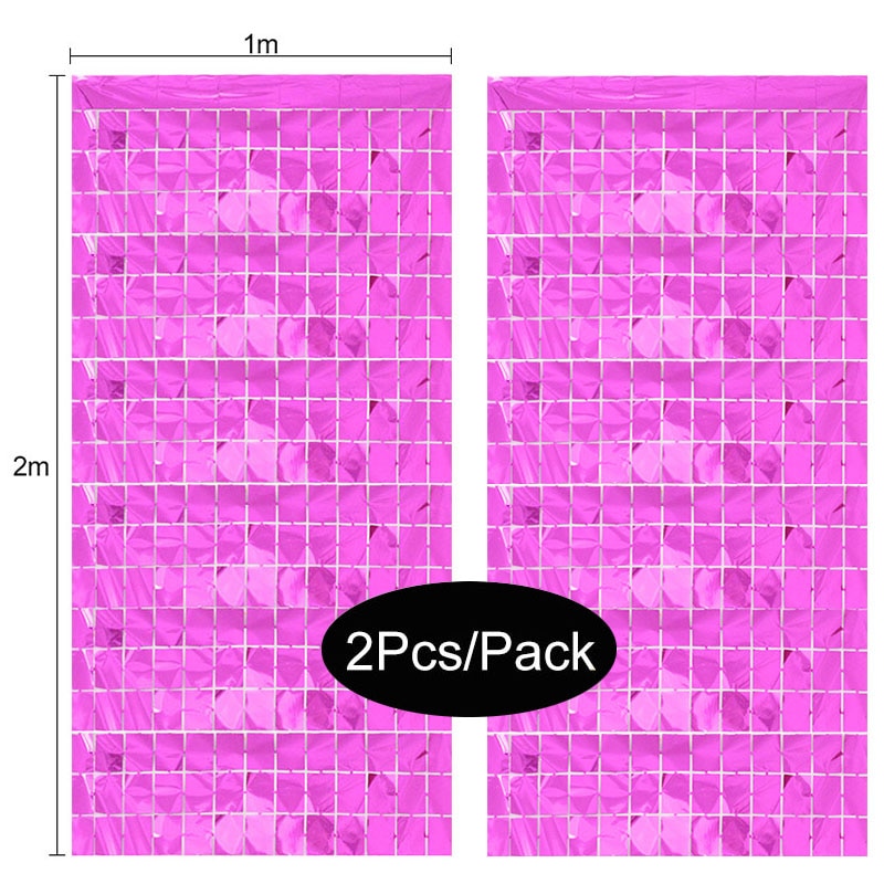 Assorted Color 2Pack Metallic Foil Fringe Tinsel Party Backdrop/Curtains