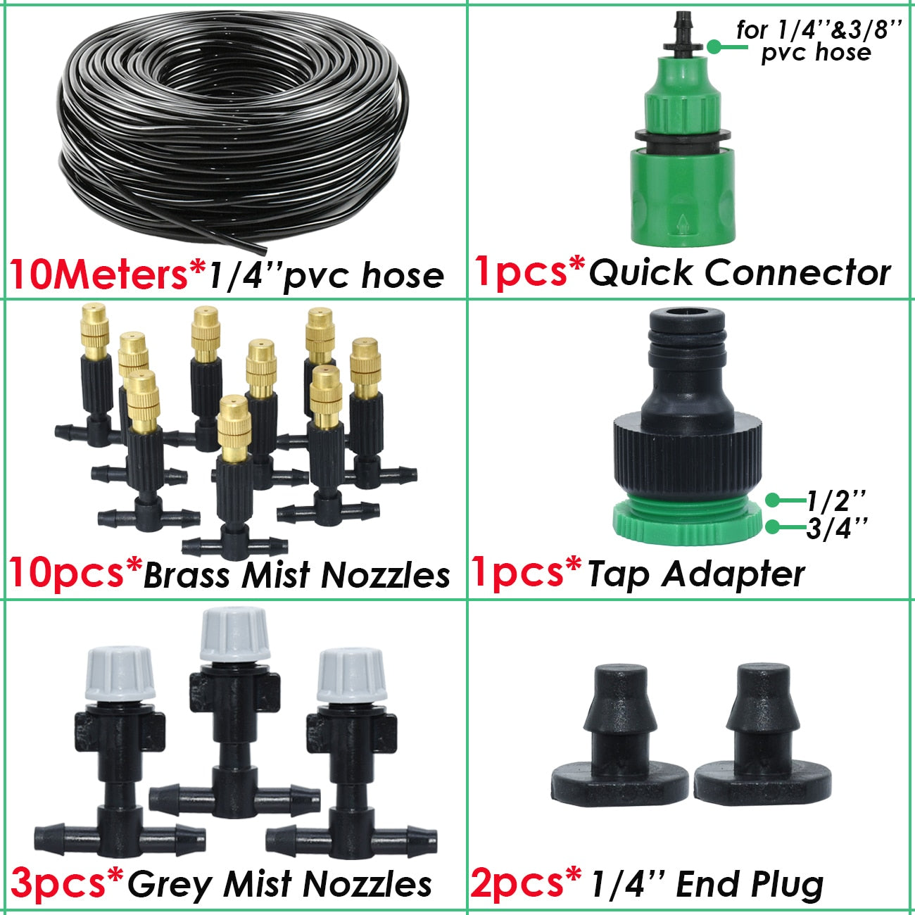 5M-30M 4/7mm Brass Tee Atomizer Nozzle Hose Garden Irrigation System