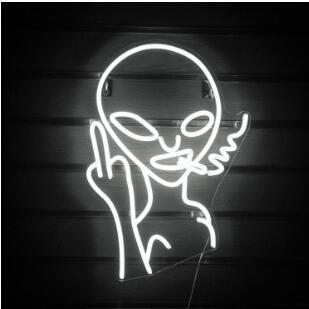 7 Color LED Neon Smoking Alien Wall Decor