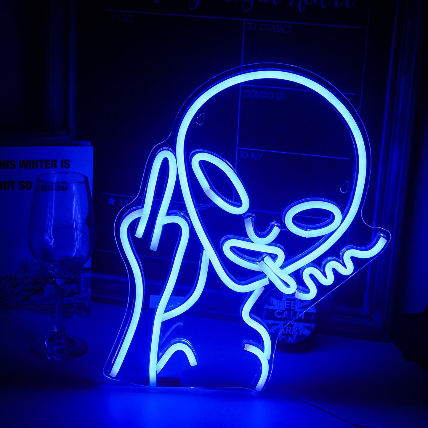 7 Color LED Neon Smoking Alien Wall Decor