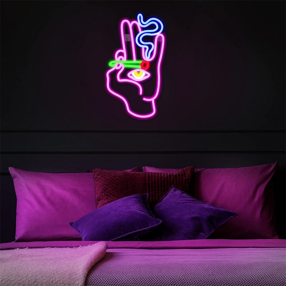 7 Color LED Smoking Hand Wall Decor