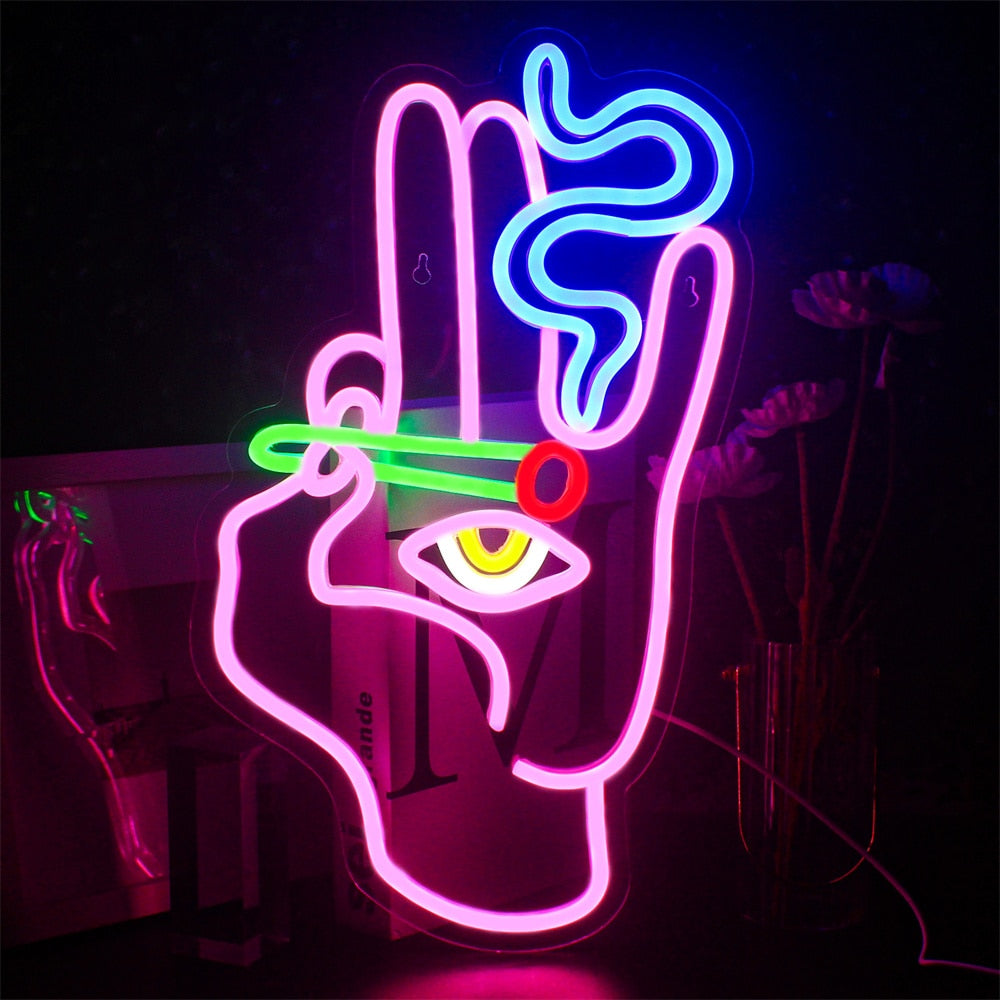 7 Color LED Smoking Hand Wall Decor