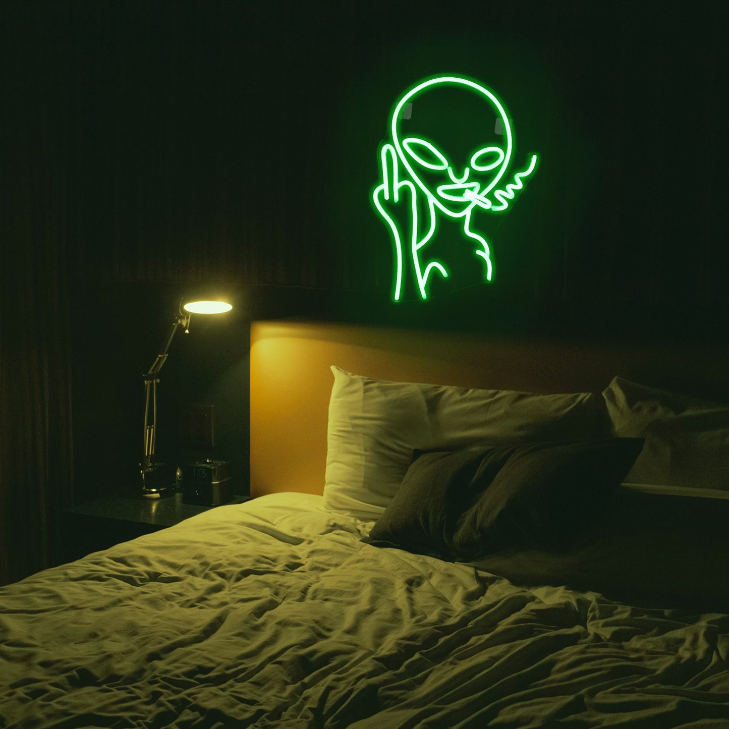 7 Color LED Neon Smoking Alien Wall Decor