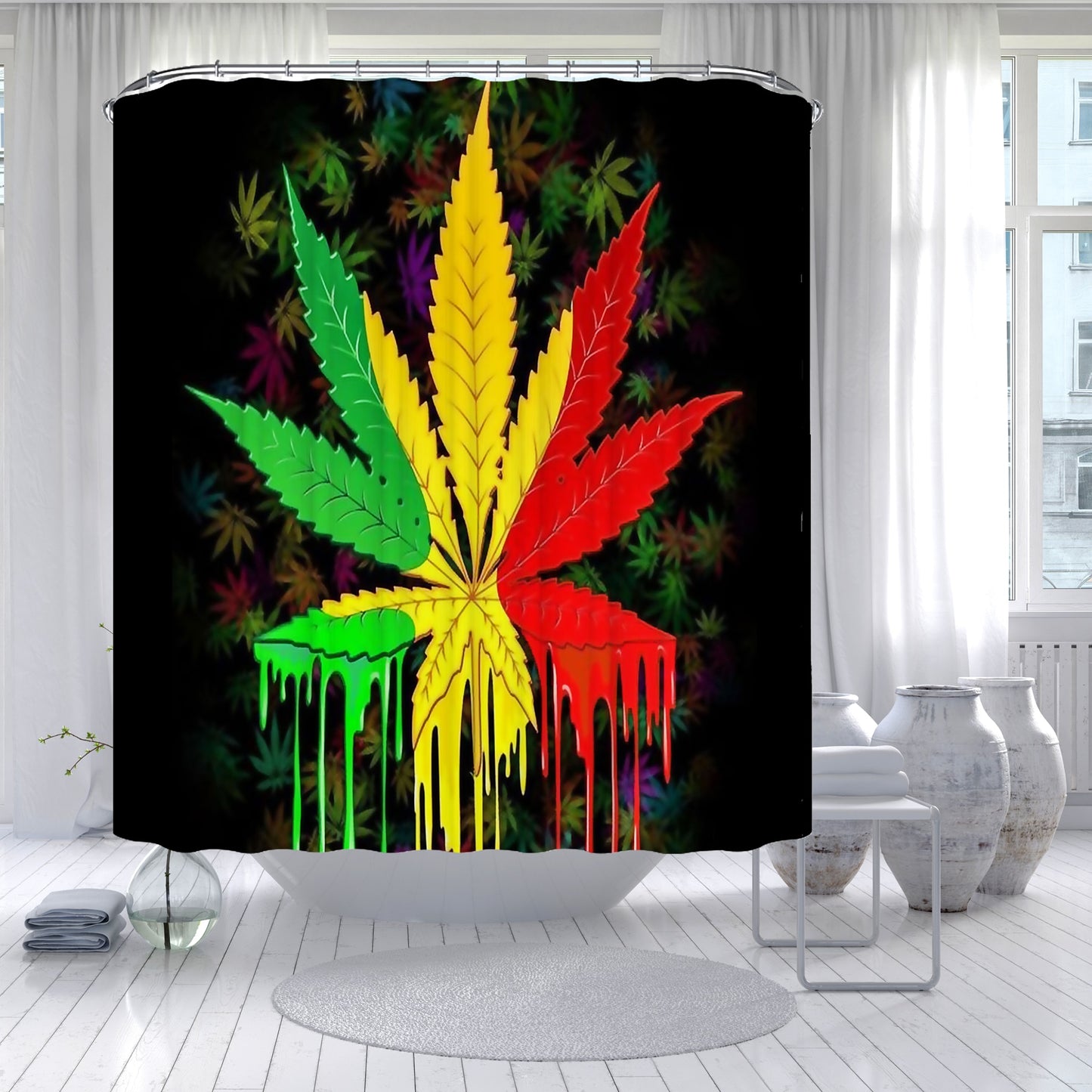 Assorted Marijuana Leaf Shower Curtains
