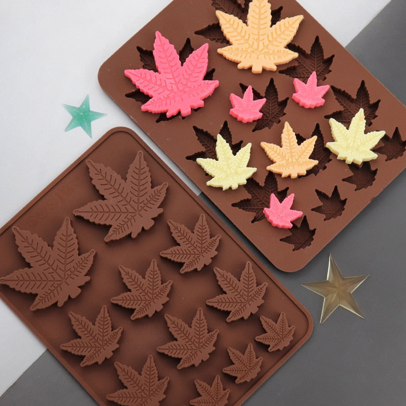Assorted Size Cannabis Leaf Silicone Candy Mold