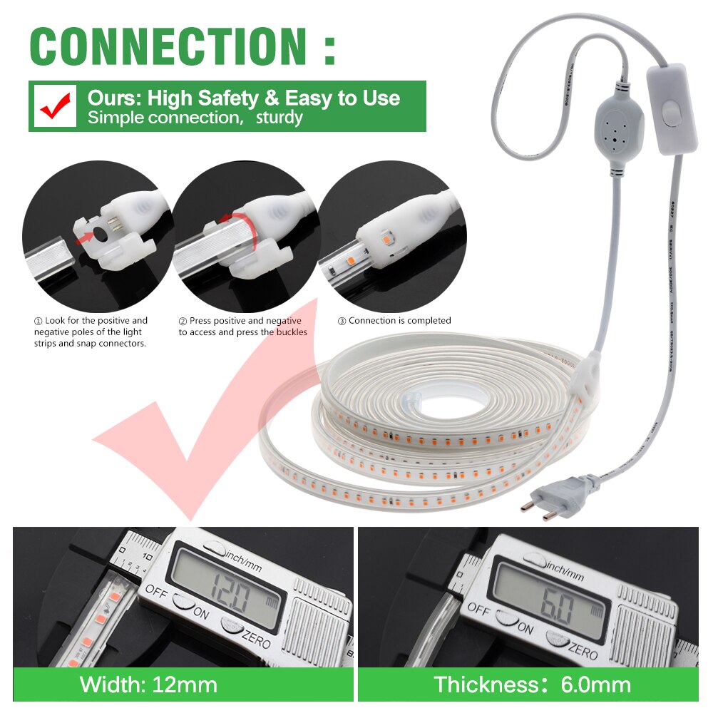 Full Spectrum 220V Waterproof Grow Light Strips